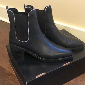Coach black leather booties with studs